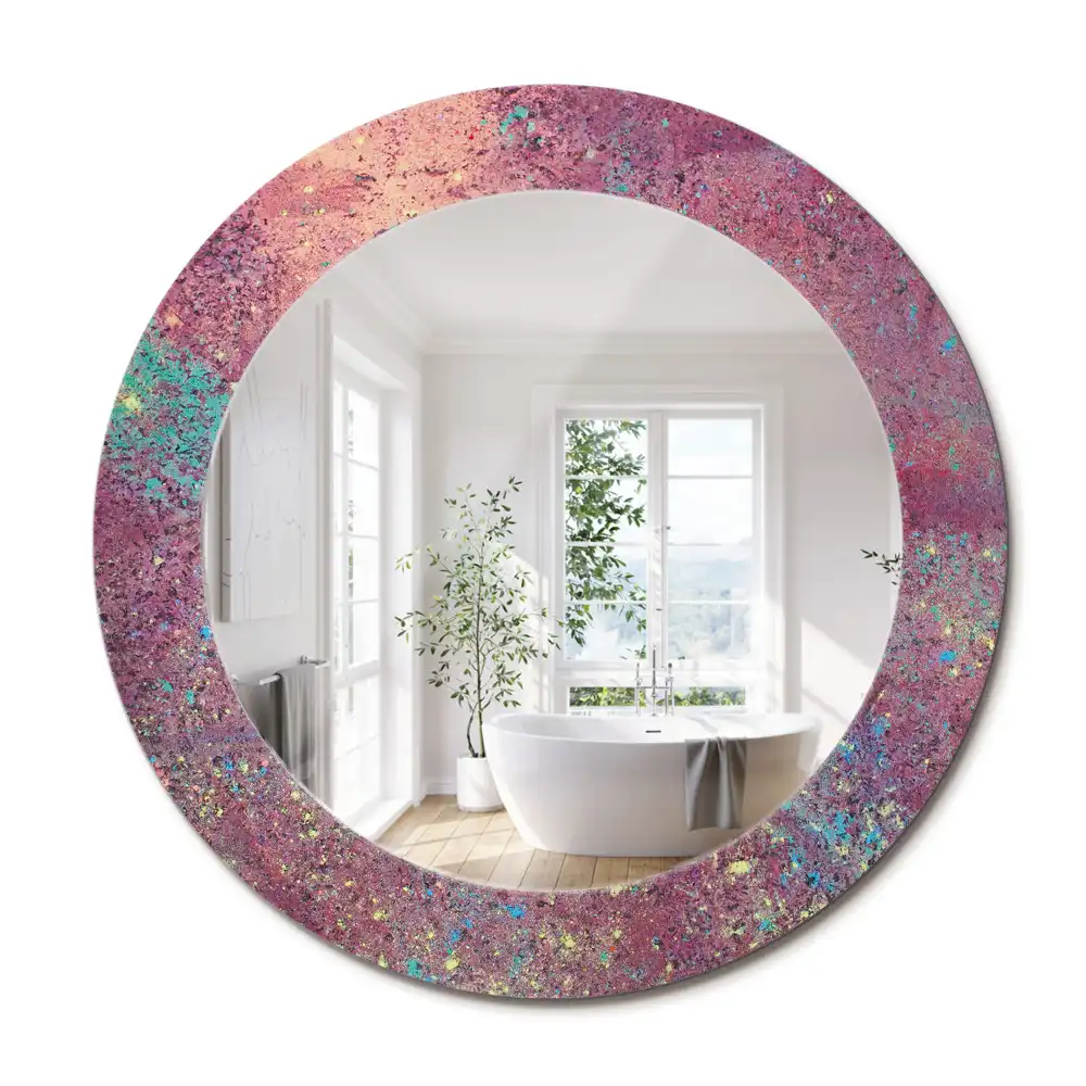 Lustro ścienne dekoracyjne okrągłe eksplozja kolorów