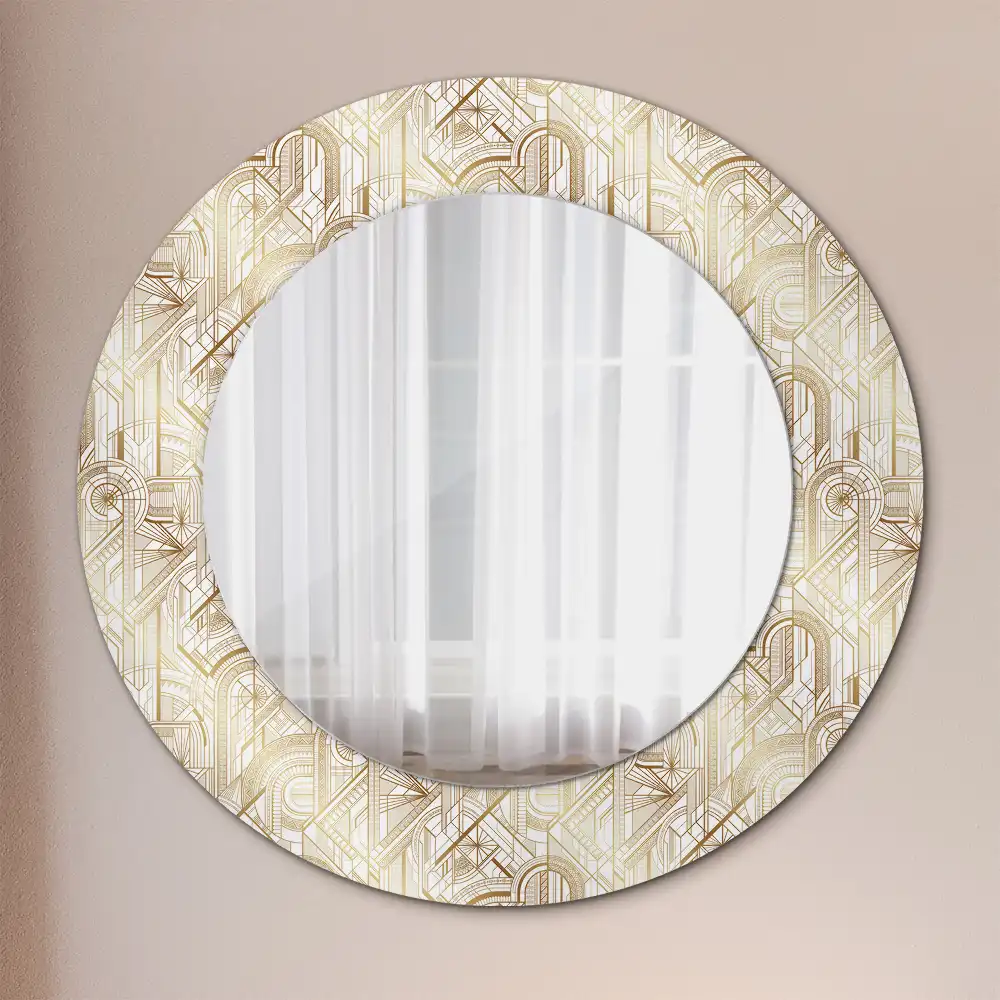 Lustro dekoracyjne okrągłe układ art deco