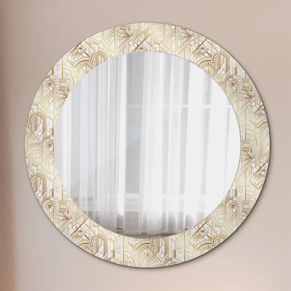 Lustro dekoracyjne okrągłe układ art deco