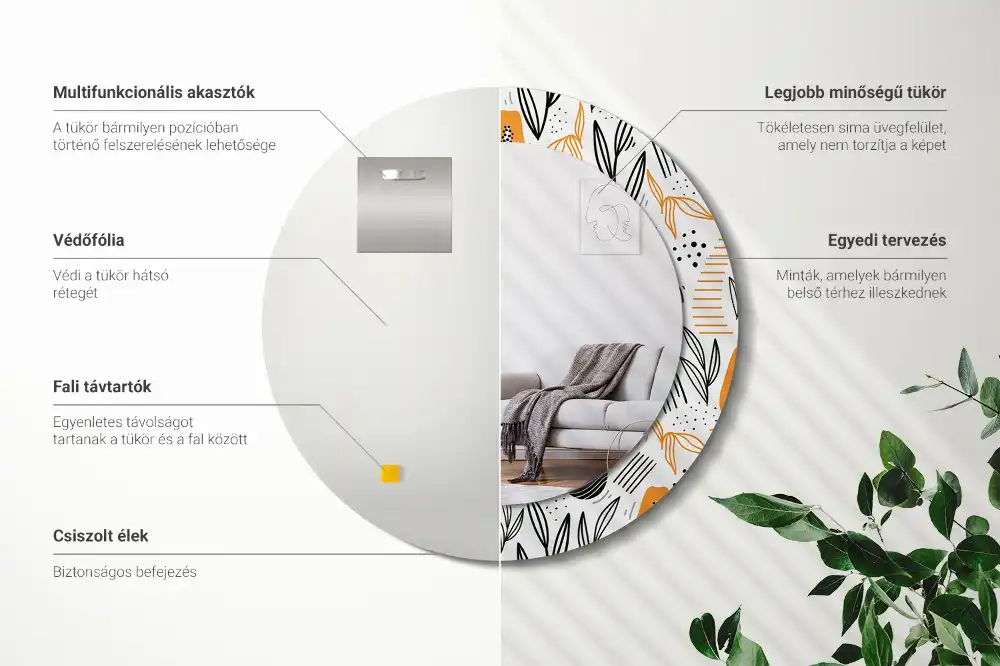 Lustro ścienne dekoracyjne okrągłe owoce papai