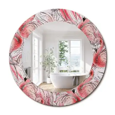 Lustro ścienne dekoracyjne okrągłe ptaki flamingi