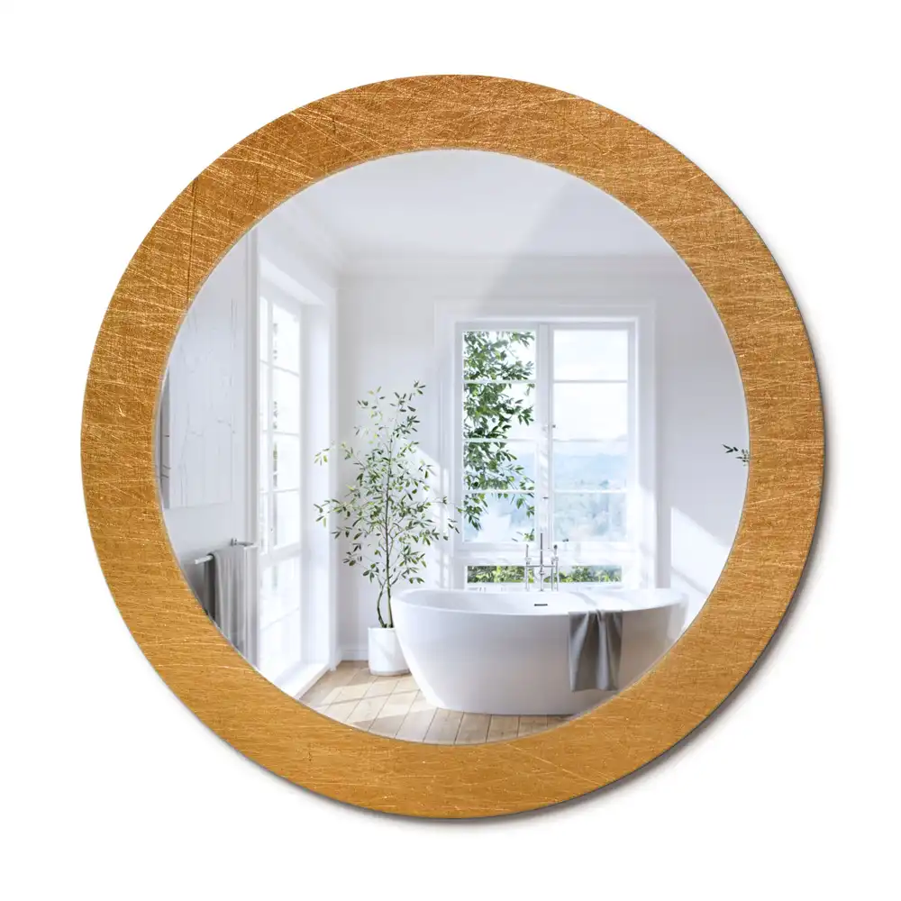 Lustro w stylu vintage z drukowaną ramką w wersji loft o okrągłym kształcie