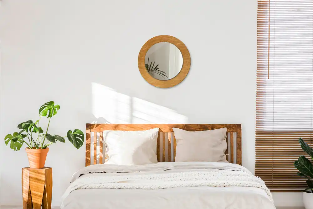 Lustro z drukowaną ramką okrągłe styl loft vintage