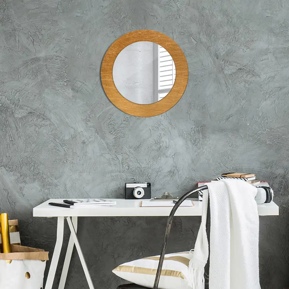 Lustro z drukowaną ramką okrągłe styl loft vintage