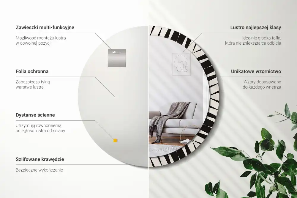 Lustro dekoracyjne okrągłe geometria abstrakcyjna