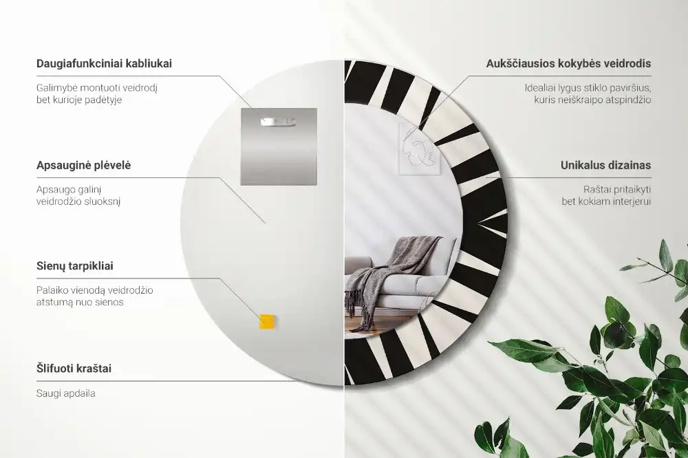Lustro dekoracyjne okrągłe geometria abstrakcyjna