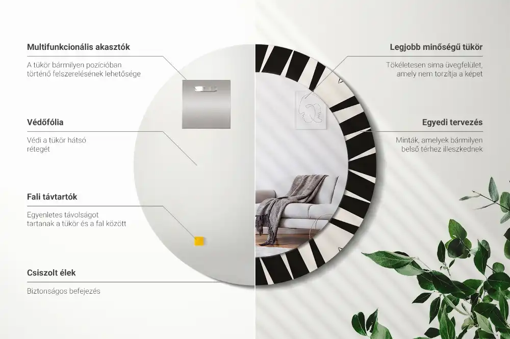 Lustro dekoracyjne okrągłe geometria abstrakcyjna