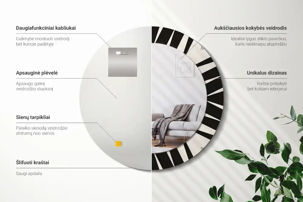 Lustro dekoracyjne okrągłe geometria abstrakcyjna