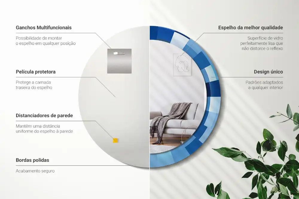 Lustro ścienne dekoracyjne okrągłe błękitny abstrakcyjny