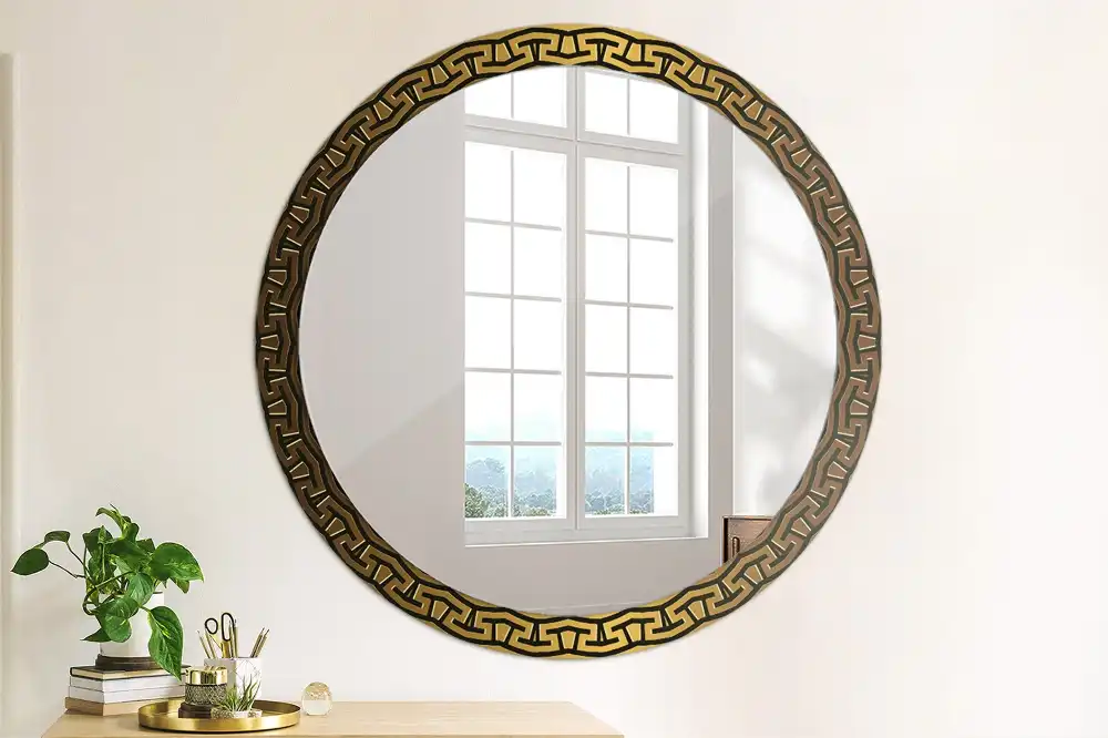Lustro z nadrukiem okrągłe ornament grecki