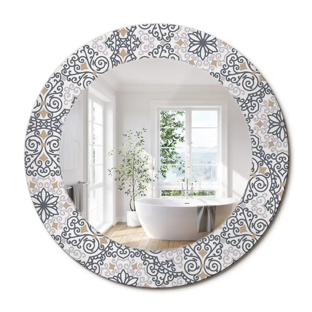 Lustro z nadrukiem okrągłe ornamenty geometryczne