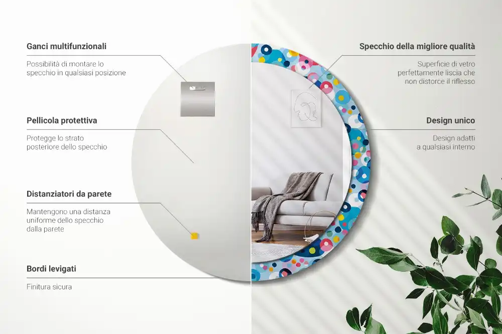 Lustro ścienne dekoracyjne okrągłe barwne okręgi