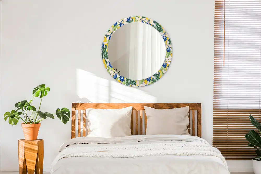 Lustro ścienne dekoracyjne okrągłe storczyki