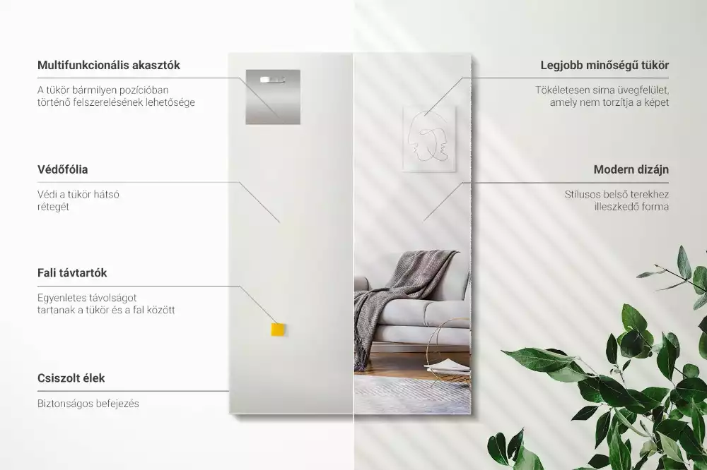 Prostokątne lustro minimalistyczne bez ramy