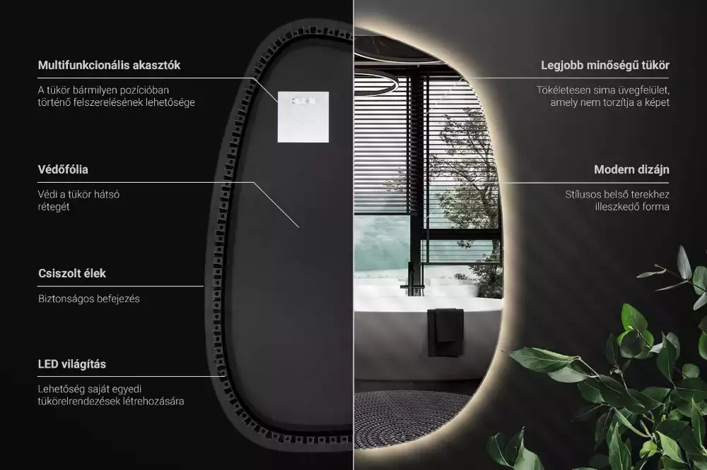 Lustro LED o kształcie nieregularnej plamy