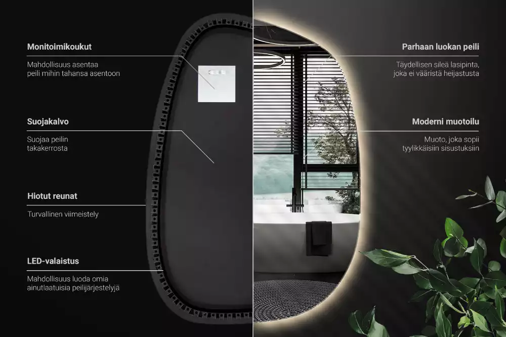 Lustro LED o kształcie nieregularnej plamy