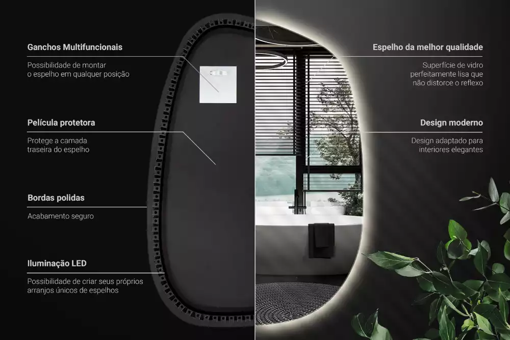Lustro LED o kształcie nieregularnej plamy