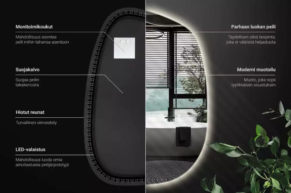 Lustro LED o kształcie nieregularnej plamy