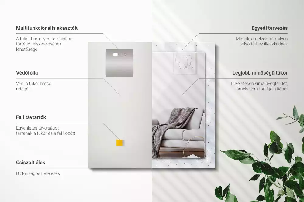 Lustro z nadrukiem prostokątne dmuchawce i kwiaty