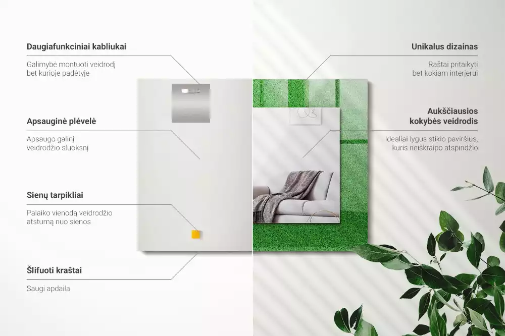 Lustro z nadrukiem dekoracyjne prostokątne soczysta trawa