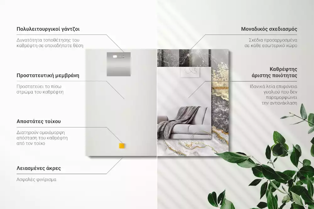 Lustro z nadrukiem prostokątne abstrakcja żyłkowania marmuru