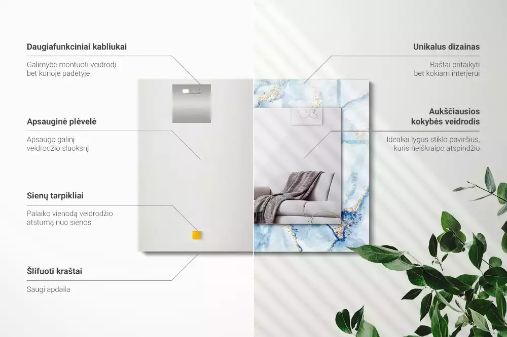 Lustro dekoracyjne prostokątne abstrakcyjny deseń marmurowy