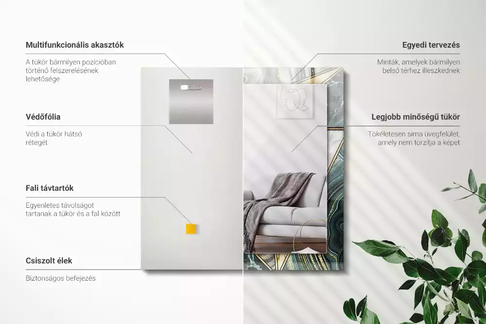Lustro ramka z nadrukiem prostokątne abstrakcyjne desenie geometryczne