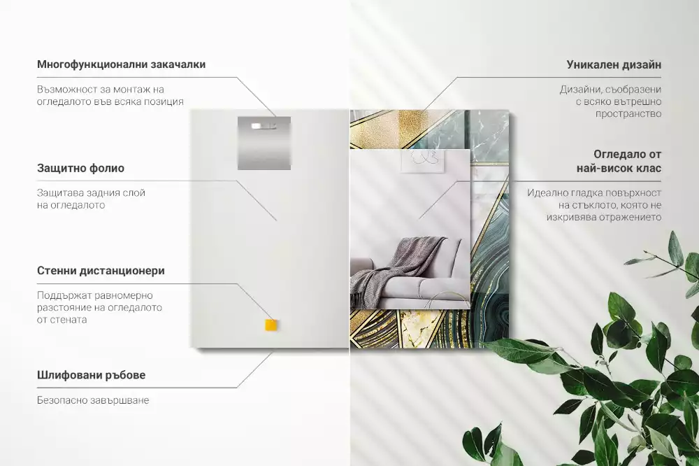 Lustro ramka z nadrukiem prostokątne abstrakcyjne desenie geometryczne