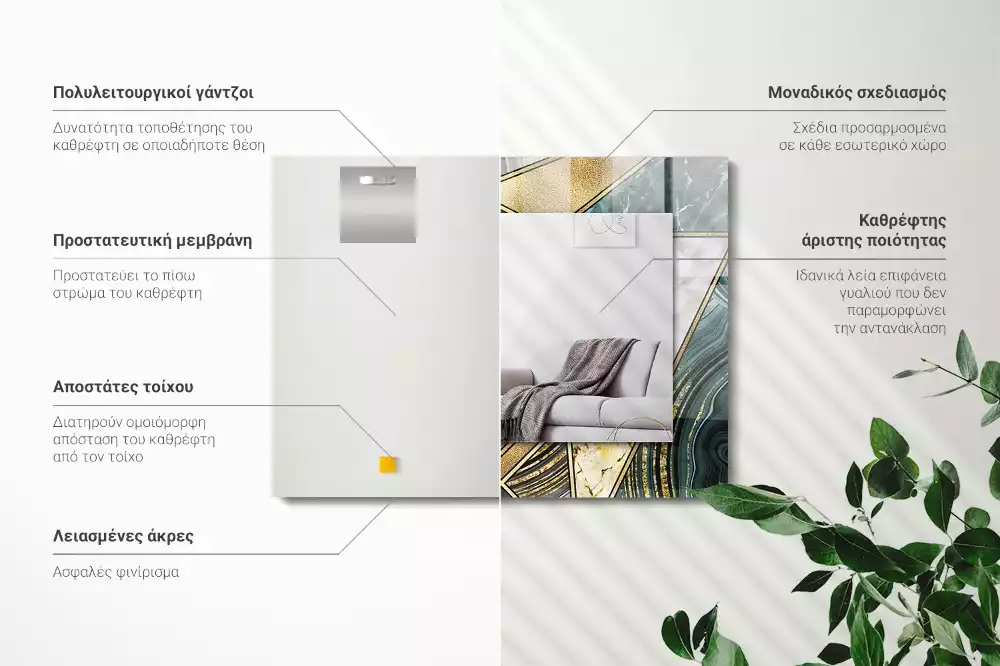 Lustro ramka z nadrukiem prostokątne abstrakcyjne desenie geometryczne