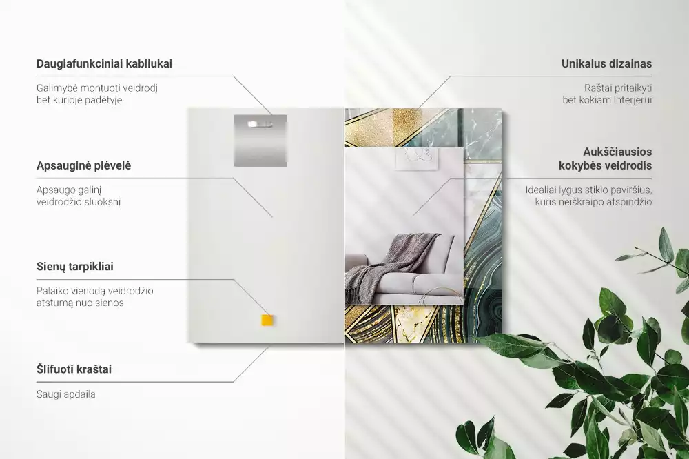 Lustro ramka z nadrukiem prostokątne abstrakcyjne desenie geometryczne
