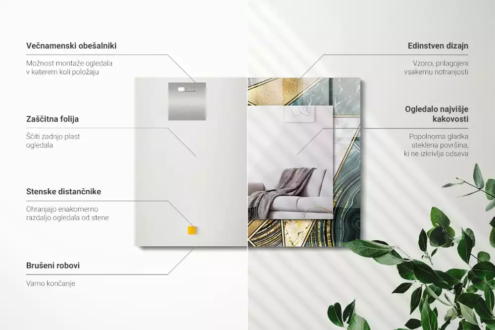 Lustro ramka z nadrukiem prostokątne abstrakcyjne desenie geometryczne