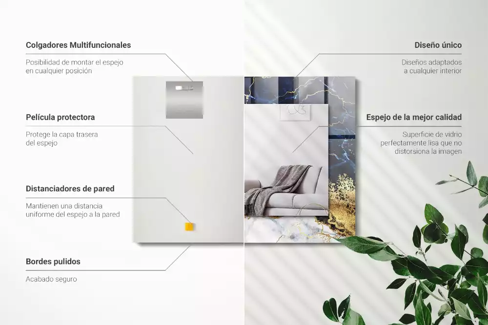 Lustro z nadrukiem prostokątne marmurowa abstrakcja