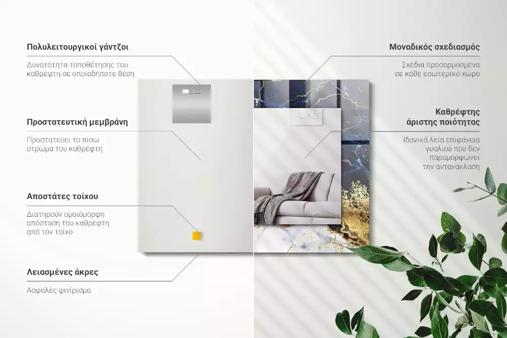 Lustro z nadrukiem prostokątne marmurowa abstrakcja