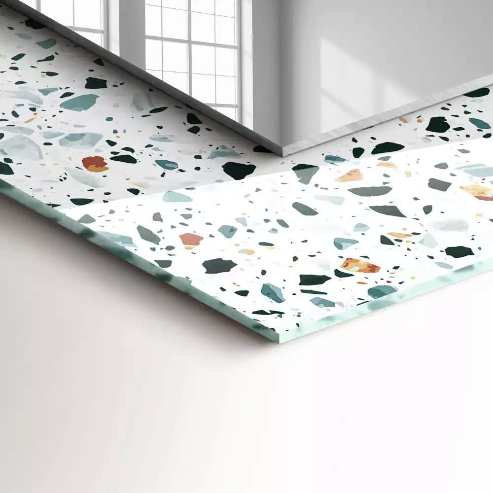 Lustro z nadrukiem prostokątne mozaika w stylu terrazzo