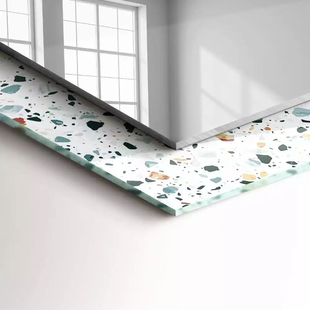 Lustro z nadrukiem prostokątne mozaika w stylu terrazzo