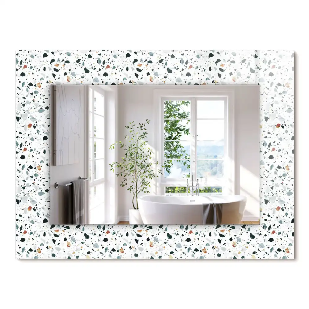 Lustro z nadrukiem prostokątne mozaika w stylu terrazzo