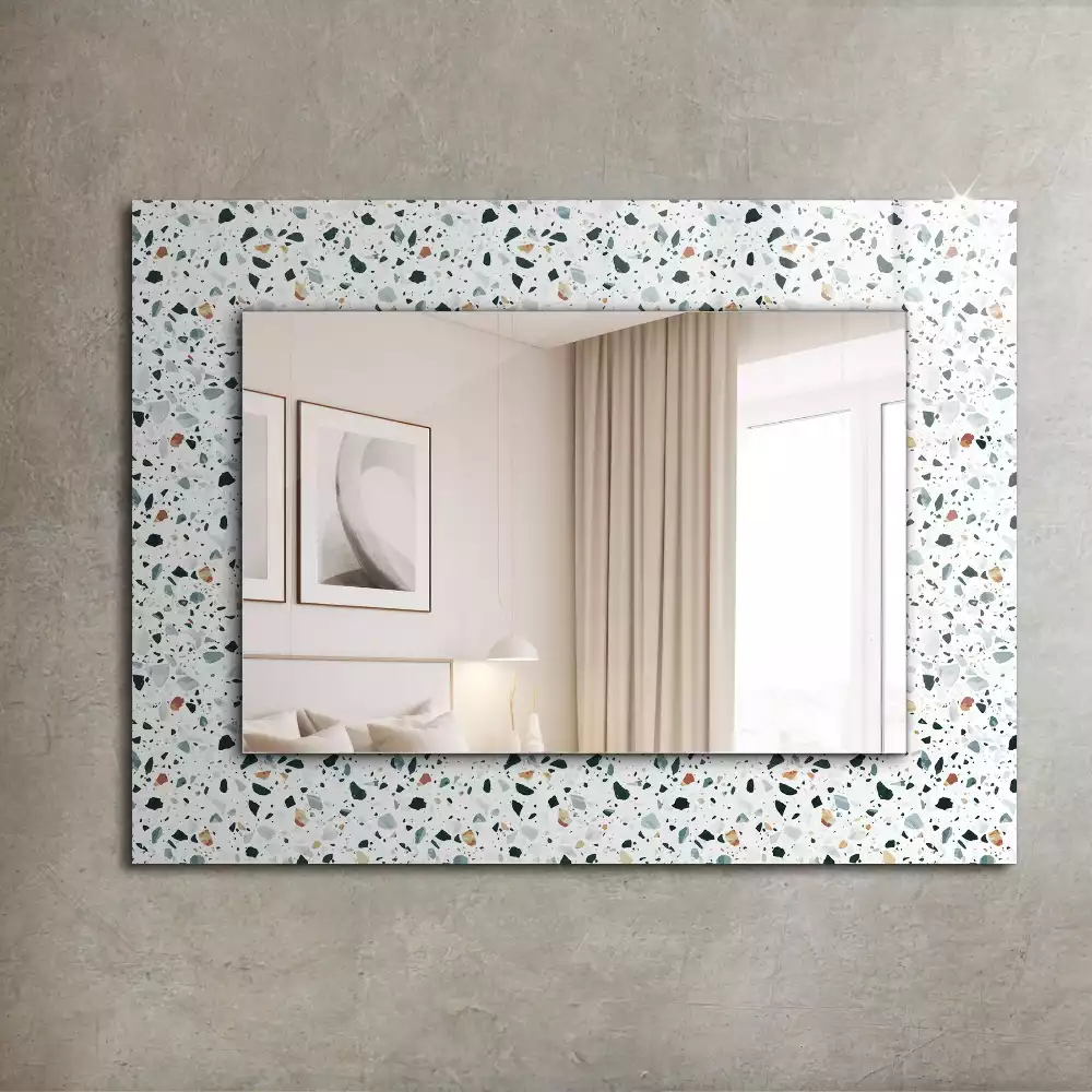 Lustro z nadrukiem prostokątne mozaika w stylu terrazzo