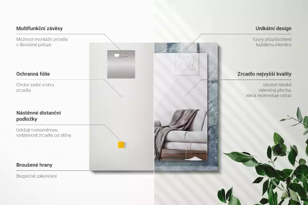Lustro ramka z nadrukiem prostokątne struktura kamiennej skały