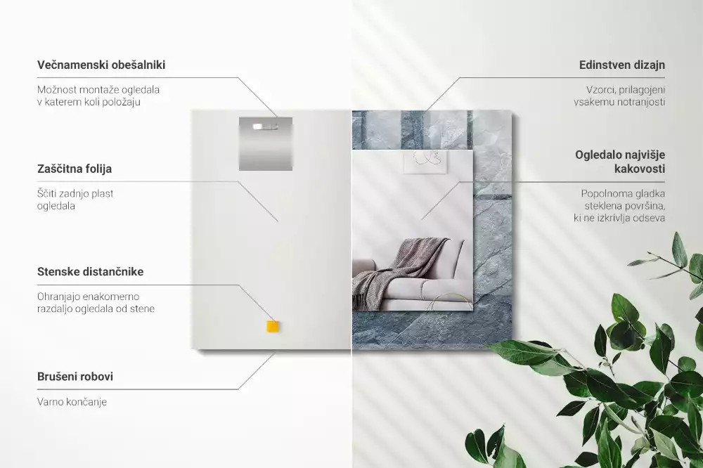 Lustro ramka z nadrukiem prostokątne struktura kamiennej skały