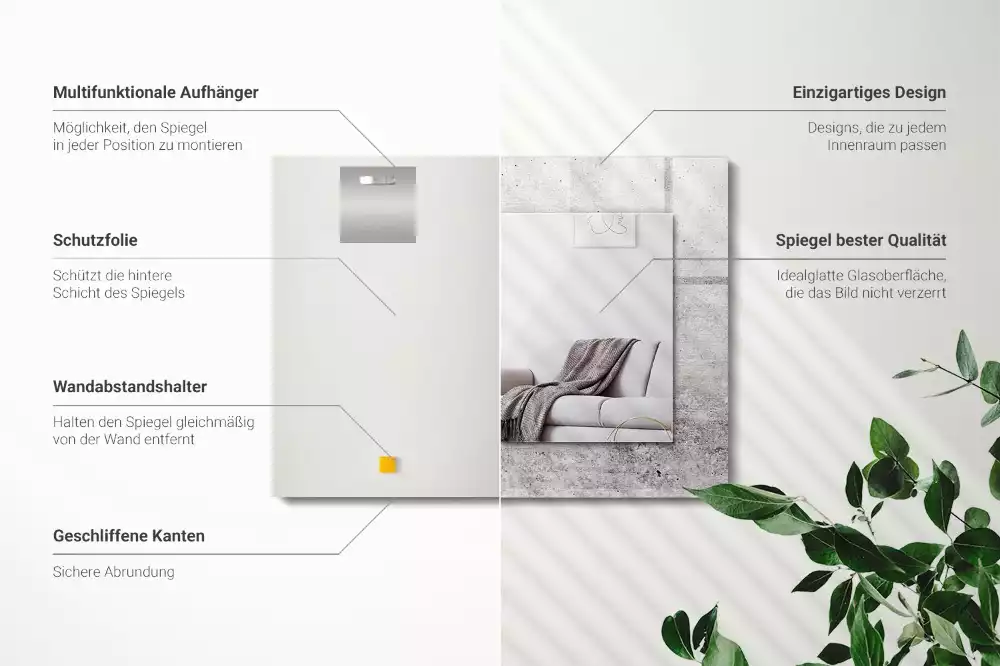 Lustro ramka z nadrukiem prostokątne struktura ściany betonowej