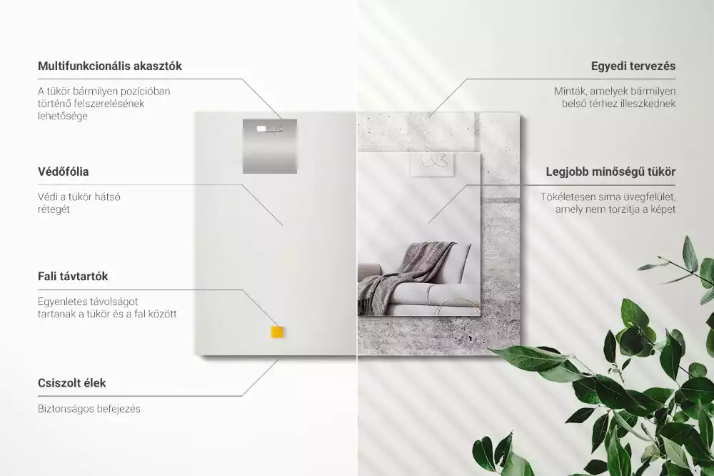 Lustro ramka z nadrukiem prostokątne struktura ściany betonowej