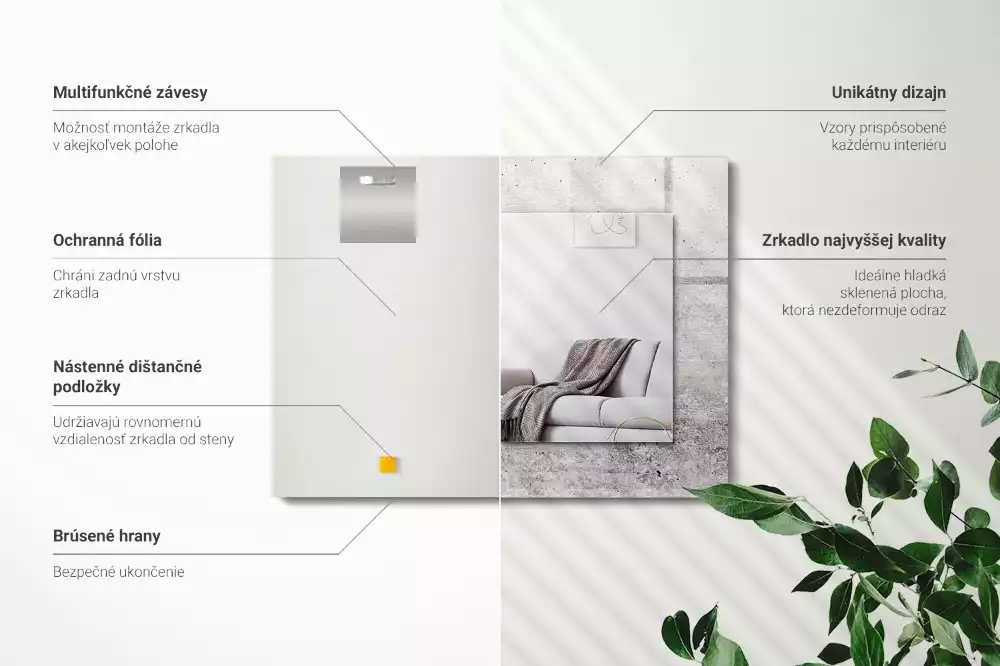 Lustro ramka z nadrukiem prostokątne struktura ściany betonowej