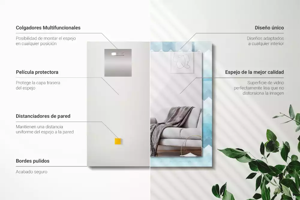 Lustro z drukowaną ramką prostokątne zygzakowaty deseń z gradientem