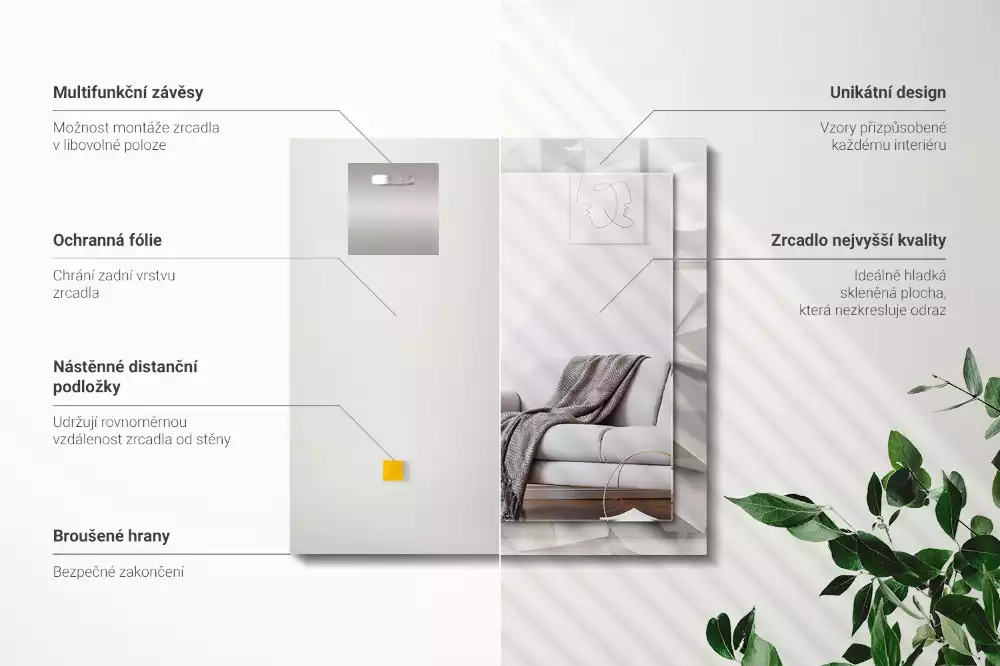 Lustro z nadrukiem prostokątne abstrakcyjne figury geometryczne