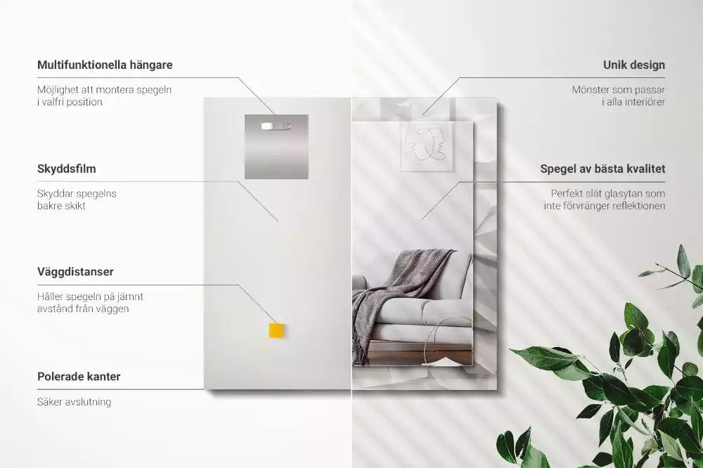 Lustro z nadrukiem prostokątne abstrakcyjne figury geometryczne