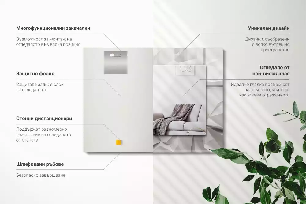 Lustro z nadrukiem prostokątne abstrakcyjne figury geometryczne