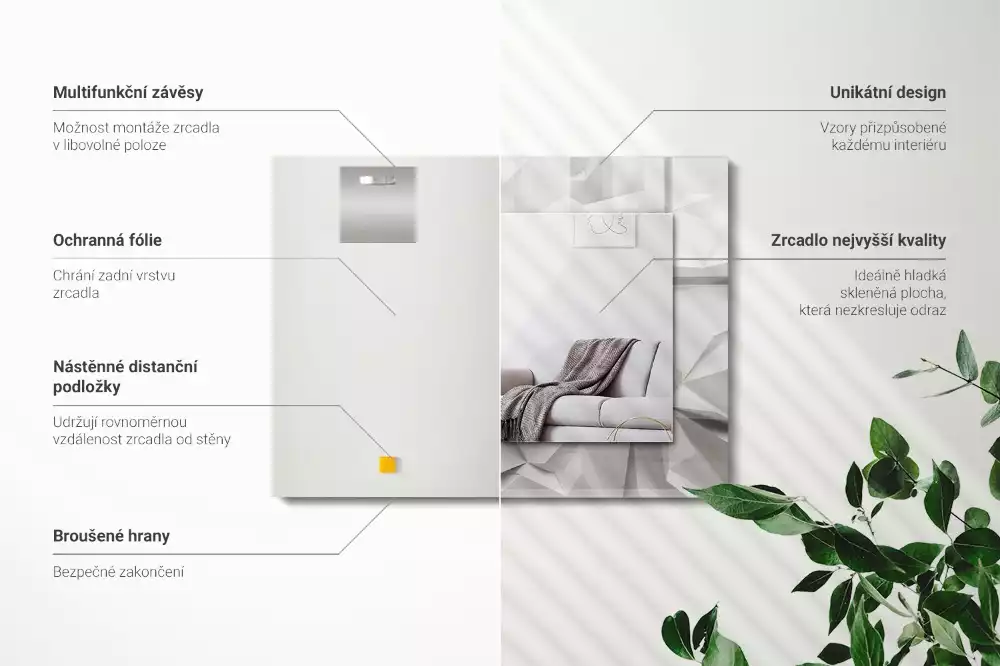 Lustro z nadrukiem prostokątne abstrakcyjne figury geometryczne