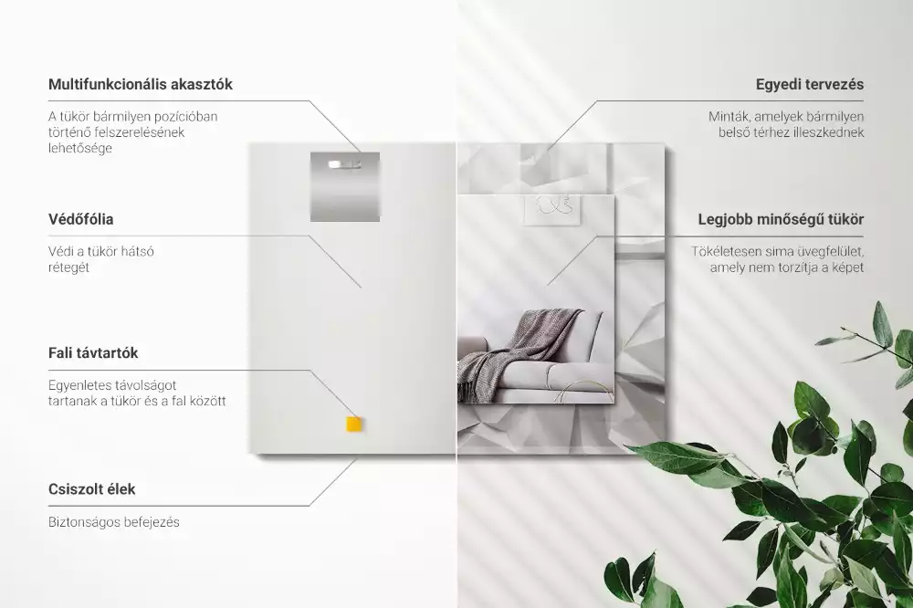 Lustro z nadrukiem prostokątne abstrakcyjne figury geometryczne