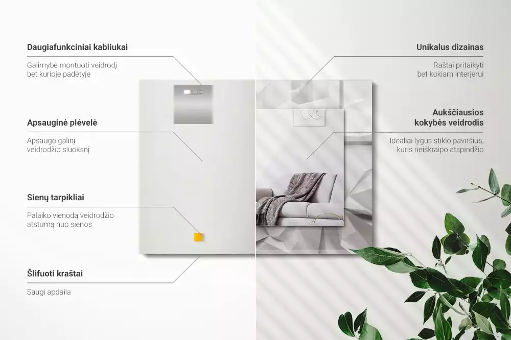 Lustro z nadrukiem prostokątne abstrakcyjne figury geometryczne