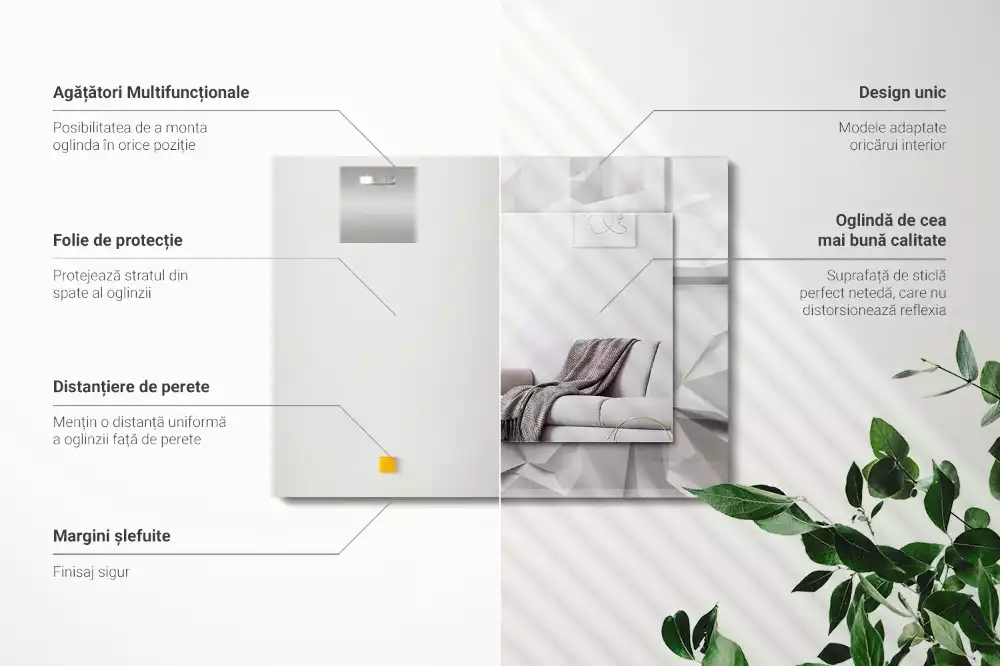 Lustro z nadrukiem prostokątne abstrakcyjne figury geometryczne